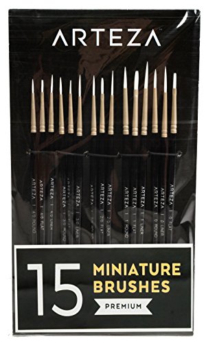 Pinsel-Set 15-teilig, Künstler-Qualität, handgefertigt, ideal für Detailarbeiten, feine Linien, Schattierungen und Besonderere Strukturen auf allen Medien