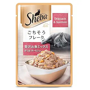 Sheba Adult Rich Premium Wet Cat Food, Fish Mix (Skipjack & Salmon), 35g Pouch