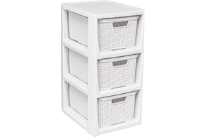 ZARVICZONIA 3 Tier Plastic Drawers With Handles storage unit Organizer ideal for Bedroom, Kitchen, Garage, stationary, tools, clothes, toys etc. (White)