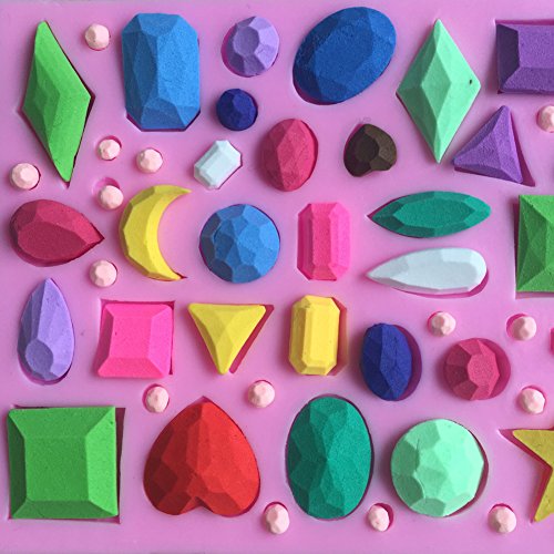MOLLYSKY Verschiedene Formen von Diamanten Silikon-Fondant-Form-Kuchen Zuckerfertigkeit Werkzeuge,Rosa - 5