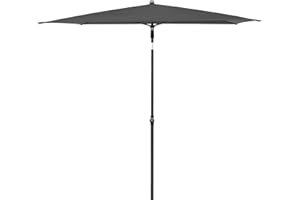Doppler Rethink Parasol 180 x 120 cm in Dark Grey - Rectangular for Balcony and Patio - Sustainable Umbrella - Balcony Parasol with Hand Opener - With Cover - Tilting Garden Umbrella