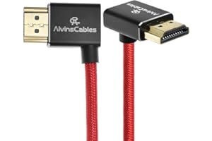 Alvin's Cables Kabel HDMI 2.1 8K 8K przy 60 Hz 4K przy 120 Hz, pleciony kabel spiralny, szybki kabel do Atomos Ninja, Feelworld, Sony FS5 FS7 FX9, BMPCC, Canon C300 C500, kąt od lewej do góry