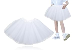 Lhbwhiz Falda de Tul para Niñas,Faldas de Baile de Ballet de Tul de 3 Capas,Falda de Tutú de Princesa para Niños,Falda de Ballet,Vestido de Bebé,Disfraz de Fiesta de Cumpleaños de Navidad(Blanco)