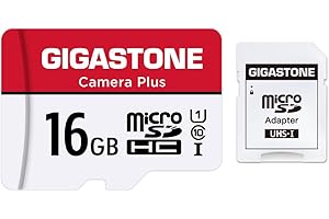 Gigastone Karta micro SD 16 GB, aparat plus 90 MB/s, wideo Full HD, U1 C10 Class 10 Micro SDHC UHS-I, z adapterem MicroSD na SD