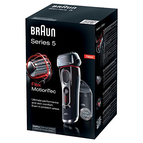 Braun Series 5 Elektrischer Rasierer 5090cc, mit Reinigungsstation Clean&Charge, schwarz/silber/rot - 6