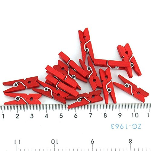 Leisial 50 Stück Mini Foto Clip Wäscheklammern aus Holz,Schwarz - 7