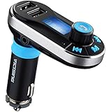 VicTsing Bluetooth FM Transmisor Manos Libres Car Kit, Cargador Controlador USB y Micro SD para Los Móviles Inteligentes (XiaoMi, Huawei, Galaxy, Sony Xperia, HTC Uno X Uno M7 M8, iPhone, etc.)- Plata