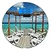 Produktbild Digitale Präzisionswaage für das Körpergewicht Runde Reise-Dekor Ultra dünne ausgeglichenes Glas-Badezimmerwaage-genaue Gewichts-Maße,Strand Sunbeds-Ozean-Seelandschaft mit hölzernem scheinen Pier Ima