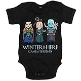 Ideal para regalar a papis Body bebé Juego de Tronos Jon Snow Caminante Blanco Khaleesi y dragones ilustración - Negro, 6-12 meses