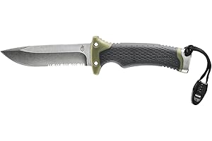 Gerber Couteau de survie à lame fixe, Ultimate Survival Fixed, Longueur de Lame : 12 cm, Acier Inoxydable, 30-001830, Vert Olive
