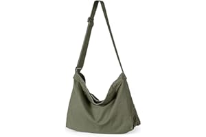 Canvas Crossbody Bag, Etercycle Large Capacity Hobo Bag Canvas Shoulder Bag with Zipper and Adjustable Shoulder Strap for Travel School Shopping (Green)