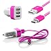 Produktbild USB 3.1 Typ C KFZ Ladegerät 2.1A 2.0A 1.0A 3Port USB 12V Ladeadapter Auto Ladekabel car charger mit Nylonummantelung für Samsung Galaxy, Oneplus, Sony Xperia, LG, Nexus, HTC mit USB Type C Connector in Pink