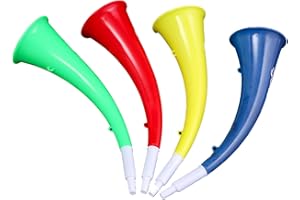RmKbe 4 Pieces Stadium Horn Plastic Trumpet Toys Ox Horn Vuvuzela Noise Maker Football Game Party Cheering Props for Sports Party (Random Color)