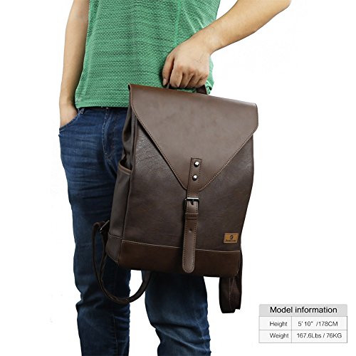 Koolertron Retro Kunstleder Vintage Fashion Unisex Sch  ler Laptop 14   Rucksack Wanderrucksack Hiking Backpack Damen Herren f  r Camping Reise Geeign