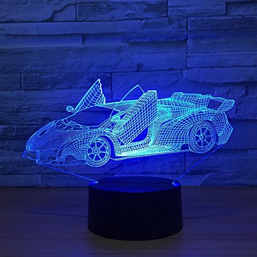 Leisurely Lazy New Sports Car Shape 3D Optical Illusion Lamp 7 Colors Change and 15 Keys Remote Control LED Table Desk Lamp for Home Bedroom Decoration
