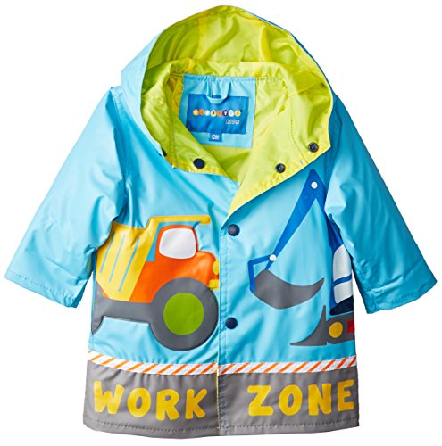 Wippette Baby Boys' Waterproof Hooded Work Zone Raincoat Jacket, Blue, 12 Months