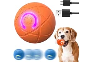 LIFECOSM Interactive Pet Toy Automatic Rolling Ball Dog Toy,Electric Dog Ball Toy with LED Flash Light,Rechargeable USB Automatic Bouncing Balls,360° Smart Automatic Rolling Ball Toy for Dog Cat