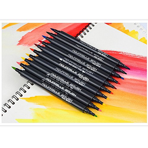 INIBUD Brush Pens Set mit zwei Spitzen 12 Bunte Farben Pinselstift Set Vermischbare Pinselstifte Mit Flexiblen Echten Bürste Spitzen aquarell pen - 4