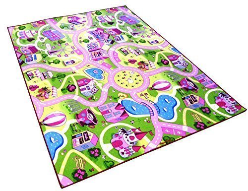 Sweet Girl Town Spielteppich Strassenteppich Kinderspielteppich Mädchen Teppich, 80 x 150 cm