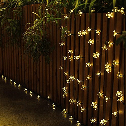 Solar Lichterkette, InnooTech LED Solar Blumen Lichterkette 5 Meter 50er Warmweiß, Außerlichterkette Deko mit 2 M Zuleitungskabel für Garten, Hochzeit, Party usw … - 3