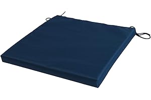 SOFTILLO Waterproof Patio Chair Cushion with Seat Ties - Indoor and Outdoor Furniture Seating - Water-Resistant Polyester - Kitchen Dining, Lawn & Garden, Coffee Shop Use - 36 x 36 cm - Dark Blue