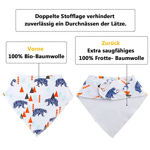4er Baby Dreieckstuch Lätzchen Spucktuch Mit Druckknöpfen Multifunctional, von Future Founder - 2