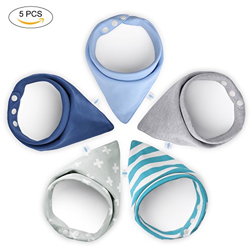 Preisvergleich Produktbild YISSVIC 5er Baby Dreieckstuch Lätzchen Spucktuch doppellagig saugfähig Baumwolle Halstücher Mit Druckknöpfen für Babys