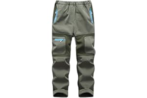 FAIRYRAIN Kinder Jungen Mädchen Winter Warm Softshellhose Regenhose Gefütterte Outdoorhose Wasserabweisend Winddicht Skihose Wanderhose Sporthose