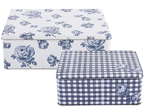 Katie Alice «Vintage indigo», cajas de metal, azul, 2 piezas