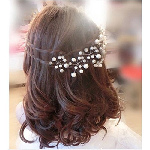 Musuntas 6 Stk. Perlen Strass Hochzeit Brautschmuck Braut Haarschmuck Strass Haarklammer - 3