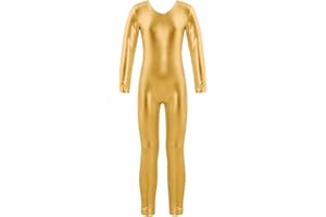 CHICTRY Body da Ginnastica Artistica Bambina Metallico Jumpsuit Body da Balletto Vestito Danza Classica Bodysuit a Manica Lunga Ballerina Tuta Sportiva Pagliaccetto Tutine
