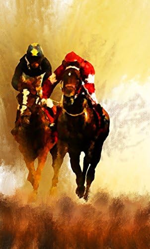 Horse Racing. Original work acrylic on canvas by Brian Tones. Size 30x50 cm