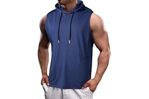 Harbrosrce Uomo Allenarsi Senza Maniche Felpa con Cappuccio Bodybuilding T-Shirts Palestre Fitness Canottiera Maglietta Sportivi Camicie Superiore Canotta Cotone con Tasche