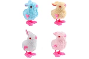 Ding Yongliang Wind Up Toy Rabbit, Pack of 4 Easter Bunny Wind Up Toy Wind Up Toy Wind Up Figure Plush Rabbit Easter Gift for Children Girls and Boys