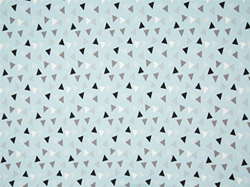 Baumwoll Jersey Stoff mit Dreiecken, Triangel - Blau / Grau
