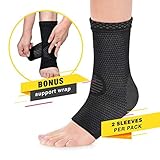 Modetro Sports Ankle Brace Compression Support Sleeve w/Free Ankle Strap-Achilles Tendon Support,Ankle Support for Ligament Damage