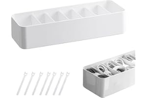 DoocliB Kabel Organizer Box,ohne Abdeckung,Datenkabel Organizer Weiß mit Verstellbaren Fächern,kabel aufbewahrungsbox mit 7 Kabelbindern für die Aufbewahrung auf dem Schreibtisch(1 stück)
