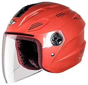 Steelbird SBA-6 7WINGS Dashing Open Face High Impact ABS Helmet with Plain Visor (Large 600 mm, Red)