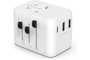 POWERSKY Adapter podróżny USB C do szybkiego ładowania, adapter z 2 USB-A i 1 typ C, (do USA, UK, Kanady, Anglii, Tajlandii, Meksyku, Australii, 160 krajów), uniwersalna wtyczka podróżna