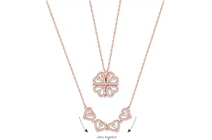 Jixara Multi Wearing Heart Necklace 4 Heart Magnetic Necklace Pendant Heart Toggle Necklace Diamond Women/Girls Accessories(J