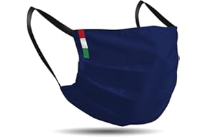 BLASFEMUS Mascherina viso con elastici lavabile e sterilizzabile con elastici, unisex, made in Italy (bandiera italia)