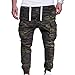 Produktbild Ba Zha Hei Mode Männer Persönlichkeit Freizeit Einfarbig Bewegung Hose Mode Herren Sport Camouflage Lasch Gürtel Casual Lose Jogginghose Kordelzug Outdoorhose Freizeithose (L, Armeegrün)