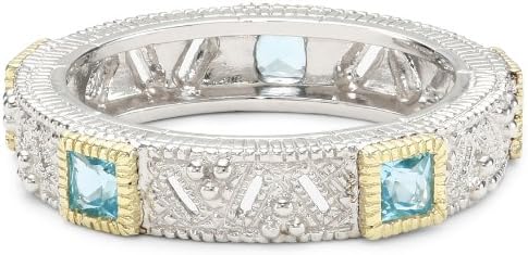 Judith Ripka Estate Square Blue Topaz Ring, Size 6