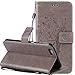 Produktbild iPhone 6 Plus Hülle,3-in1 ISENPENK für iPhone 6s Plus Leder hülle,Leder PU Lederhülle Muster Baum Schmetterling Katze Phone Protect Flip Hülle Case Bookstyle Cover Schale Standfunktion Etui Schutzhülle Tasche Credit Card Slots Wallet Case Leder Tasche mit Weich TPU Innere Brieftasche Schutzhülle [Grau]