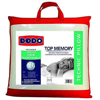 Dodo Topmemory Oreiller Uni Classique Blanc 60 x 60 cm Synthétique Ergonomique
