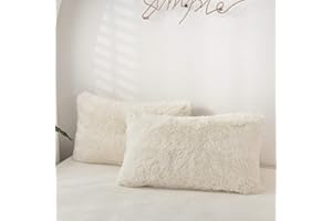 ‎SACEBELEU Sacebeleu Kissenbezug 40x80cm 2er Set Plüsch Biber Flanell Flauschig Zierkissenbezug Kissenhülle Doppelpack Weiß Creme Winter Kopfkissenbezug