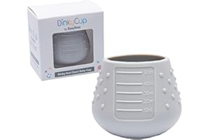 EasyTots DinkyCup 50ml | Open Re-Balancing Baby Cup | BPA Free Silicone | Use from 4 to 18 Months | Extra Small for Tiny Hands and Mouths | Perfect Weaning Sippy Cup (Cool Grey, 1 Pack)