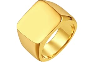 FindChic Anello uomo in acciaio inossidabile 316L, stile quadrato, anello quadrato, anello oro/nero/grigio/argento misura 14,5-32,5 regalo di ricordo per uomo， confezione regalo