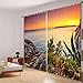 Produktbild GFYWZ 3D Vorhänge Dämmerung Sonnenuntergang Landschaft Druck Polyester Stoffe Schlafzimmer Fenster Vorhänge Verdunkelung Lärm Verkleinerung Vorhang, 4, Wide 2.64x high 2.41