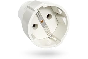 ABSINA Prise fiche femelle en PVC solide - Fiche electrique femelle blanche, 250V, 16A, IP20 pour usage intérieur - Fiche schuko femelle